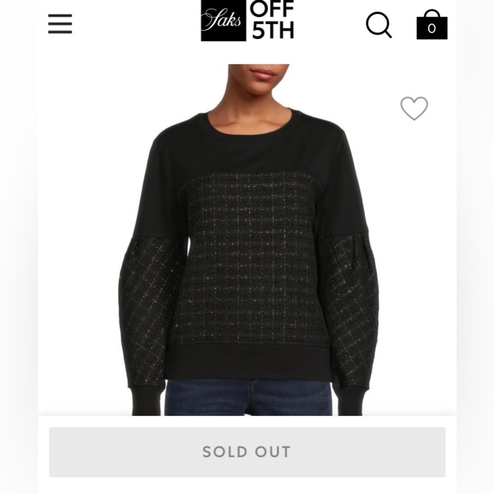 🖤KARL LAGERFELD PARIS black & silver lamé Tweed Sweatshirt (sold out online!)🖤 - Picture 3 of 13